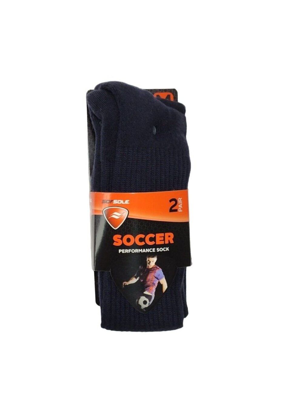 SofSole 2 Pair Pack Soccer Performance Socks Blue Men Size M Shoe Size 5-9.5